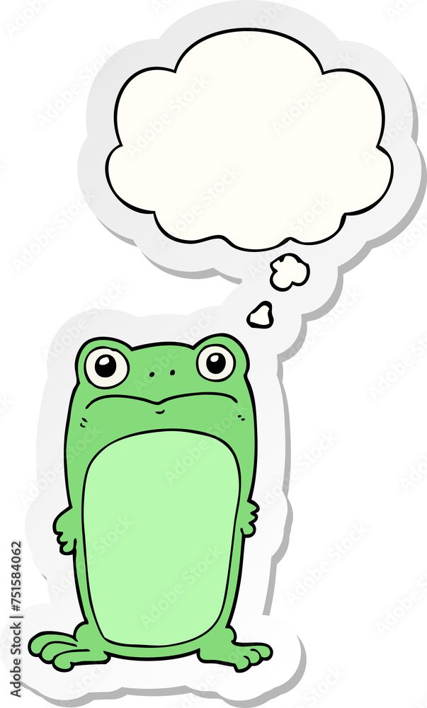cartoon staring frog and thought bubble as a printed sticker cartoon staring frog and thought bubble as a printed sticker