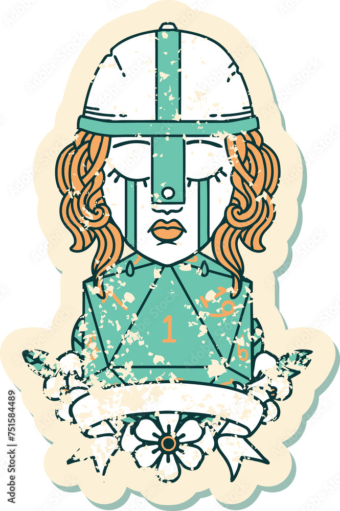 crying human fighter with natural one D20 dice illustration crying human fighter with natural one D20 dice illustration