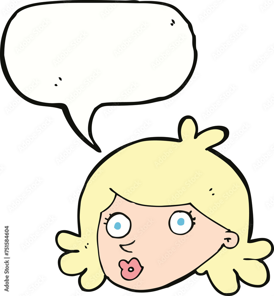 cartoon pretty face with speech bubble cartoon pretty face with speech bubble