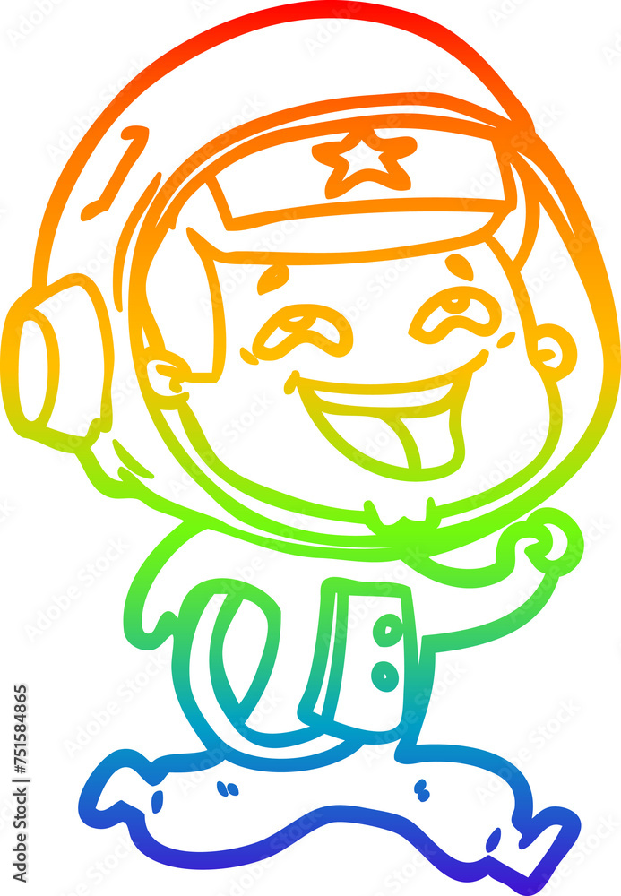rainbow gradient line drawing cartoon laughing astronaut rainbow gradient line drawing cartoon laughing astronaut