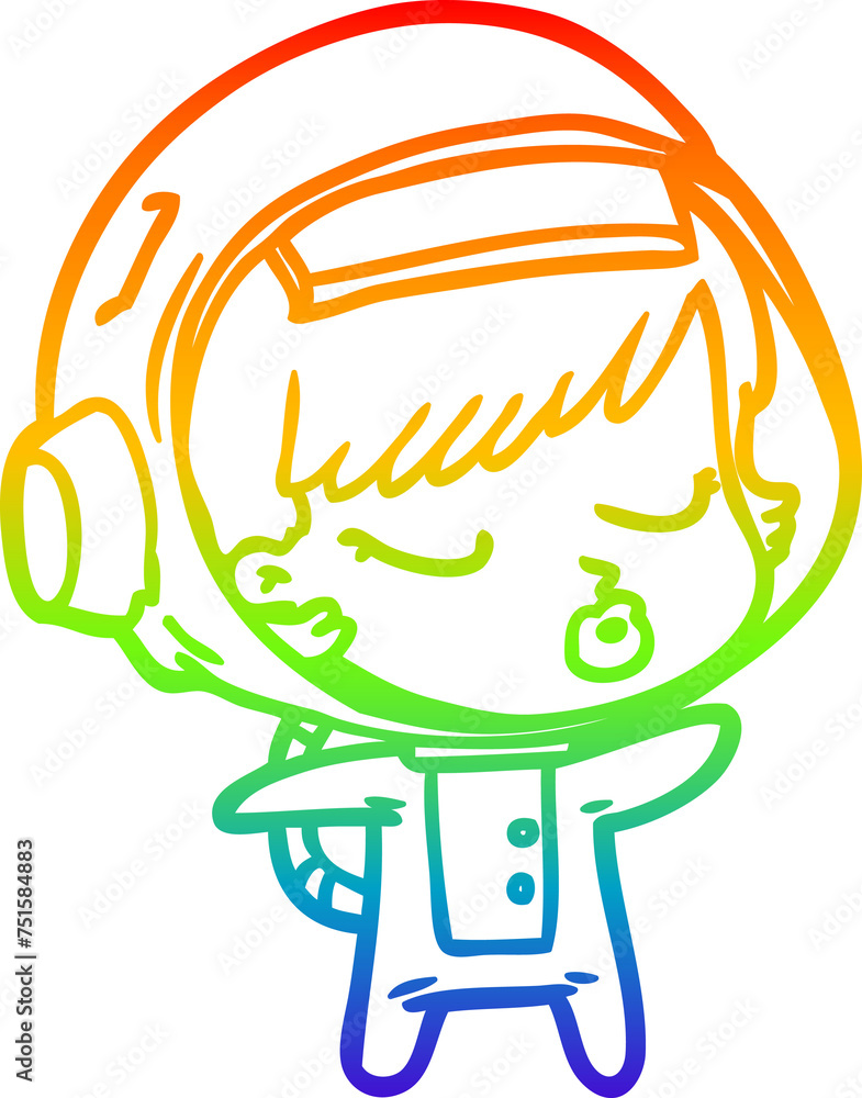 rainbow gradient line drawing cartoon pretty astronaut girl rainbow gradient line drawing cartoon pretty astronaut girl