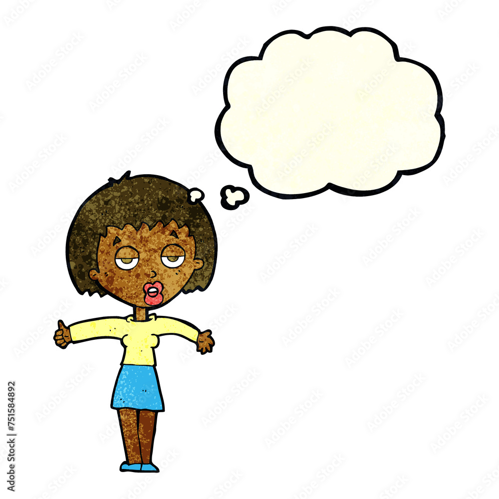 cartoon bored woman with thought bubble cartoon bored woman with thought bubble