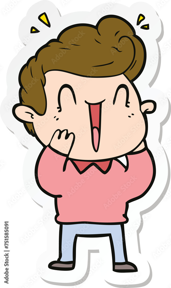sticker of a cartoon excited man sticker of a cartoon excited man