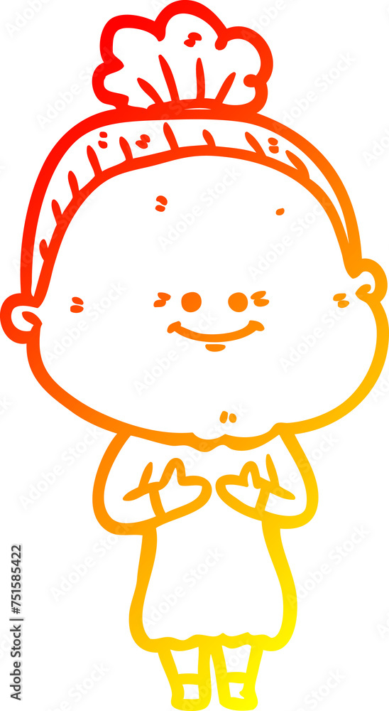 warm gradient line drawing cartoon happy old woman warm gradient line drawing cartoon happy old woman