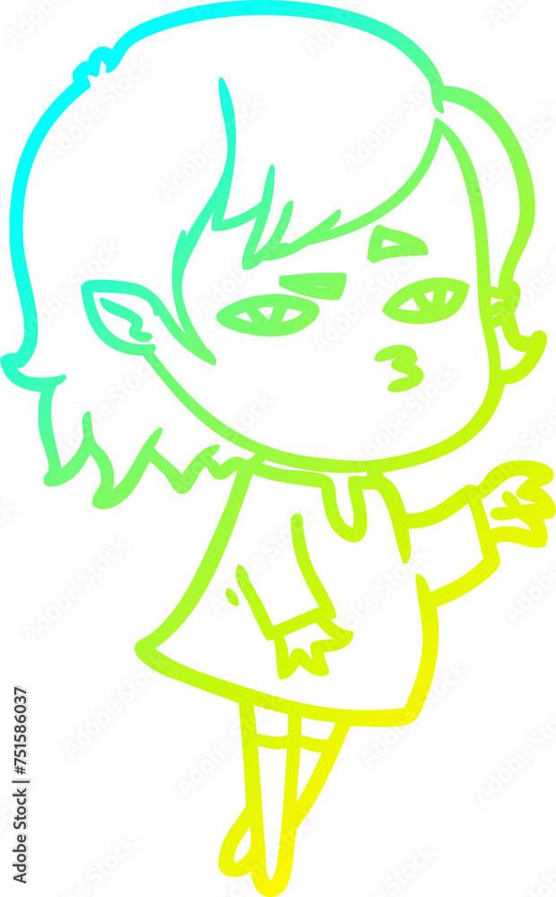 cold gradient line drawing cartoon vampire girl cold gradient line drawing cartoon vampire girl