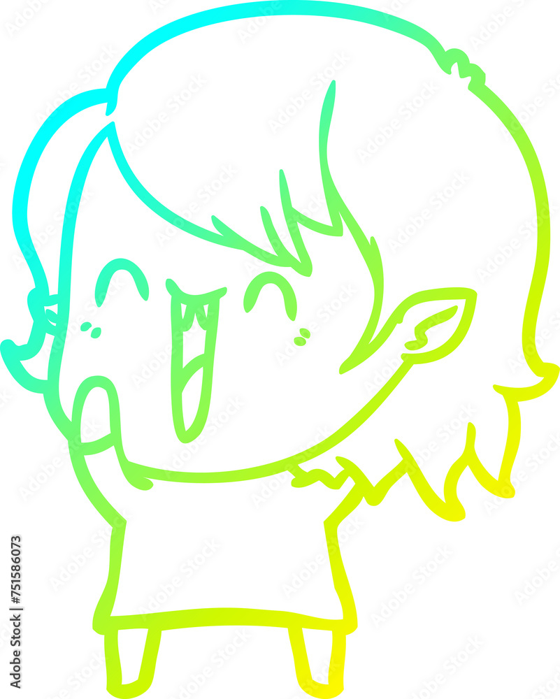 cold gradient line drawing cute cartoon happy vampire girl cold gradient line drawing cute cartoon happy vampire girl