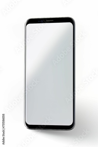 Smartphone mockup white screen isolated on white background Created with Generative AI technology.