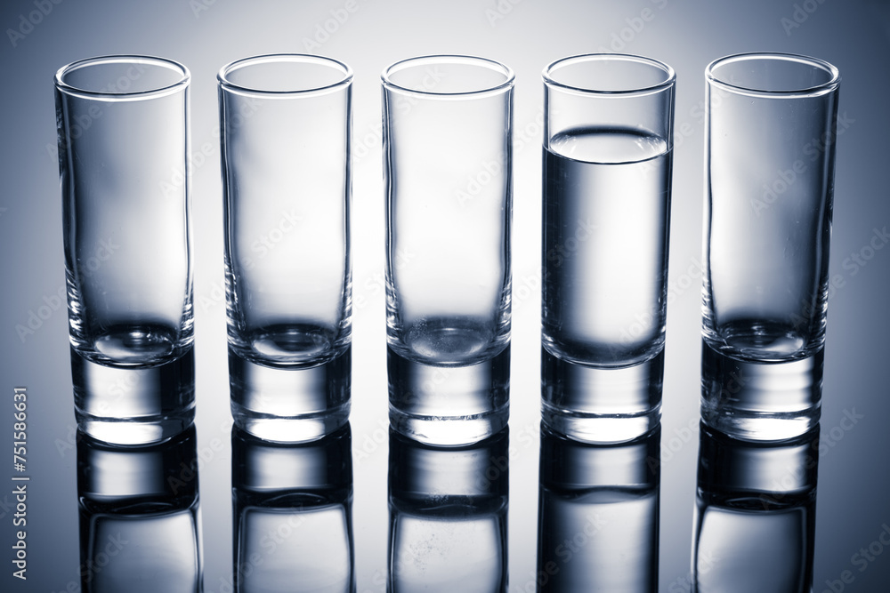 row of glasses for vodka row of glasses for vodka