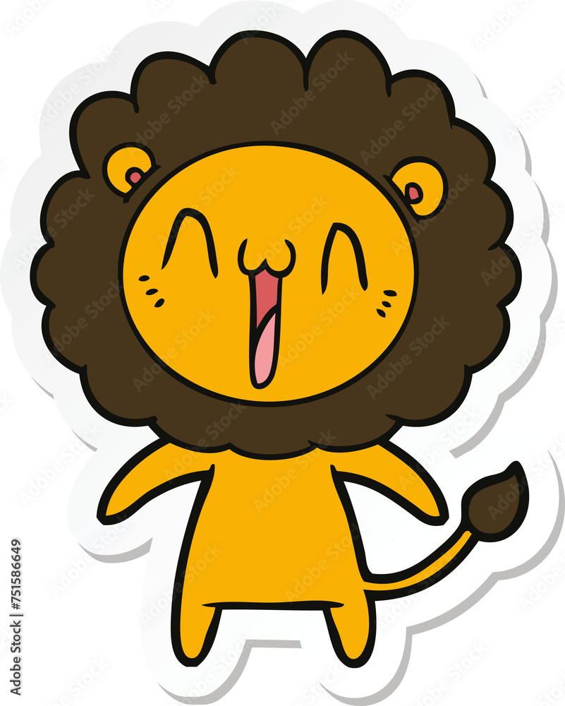 sticker of a happy cartoon lion sticker of a happy cartoon lion