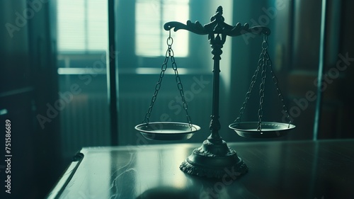 Scales of Justice: Represent the impartial deliberation of cases, weighing evidence and arguments to achieve a balanced and fair judgment. photo