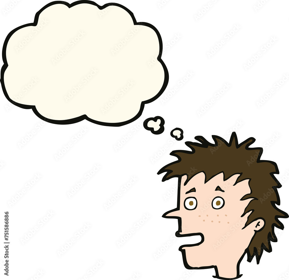 cartoon excited boy with thought bubble cartoon excited boy with thought bubble