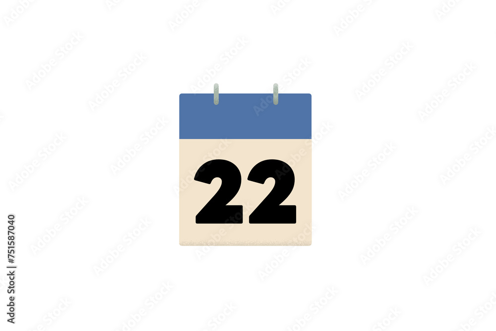22 day twenty-two, twenty-second, blue calendar, days of the month sheets of paper 22 day twenty-two, twenty-second, blue calendar, days of the month sheets of paper