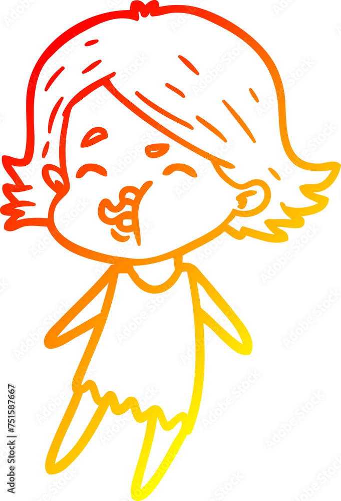 warm gradient line drawing cartoon girl pulling face warm gradient line drawing cartoon girl pulling face