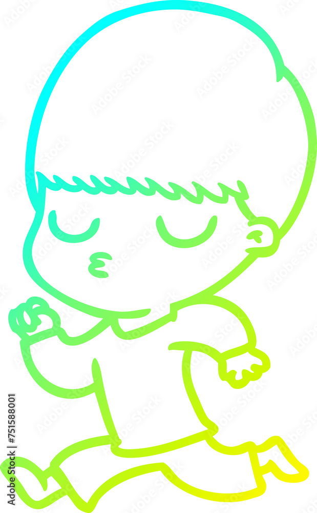 cold gradient line drawing cartoon calm boy