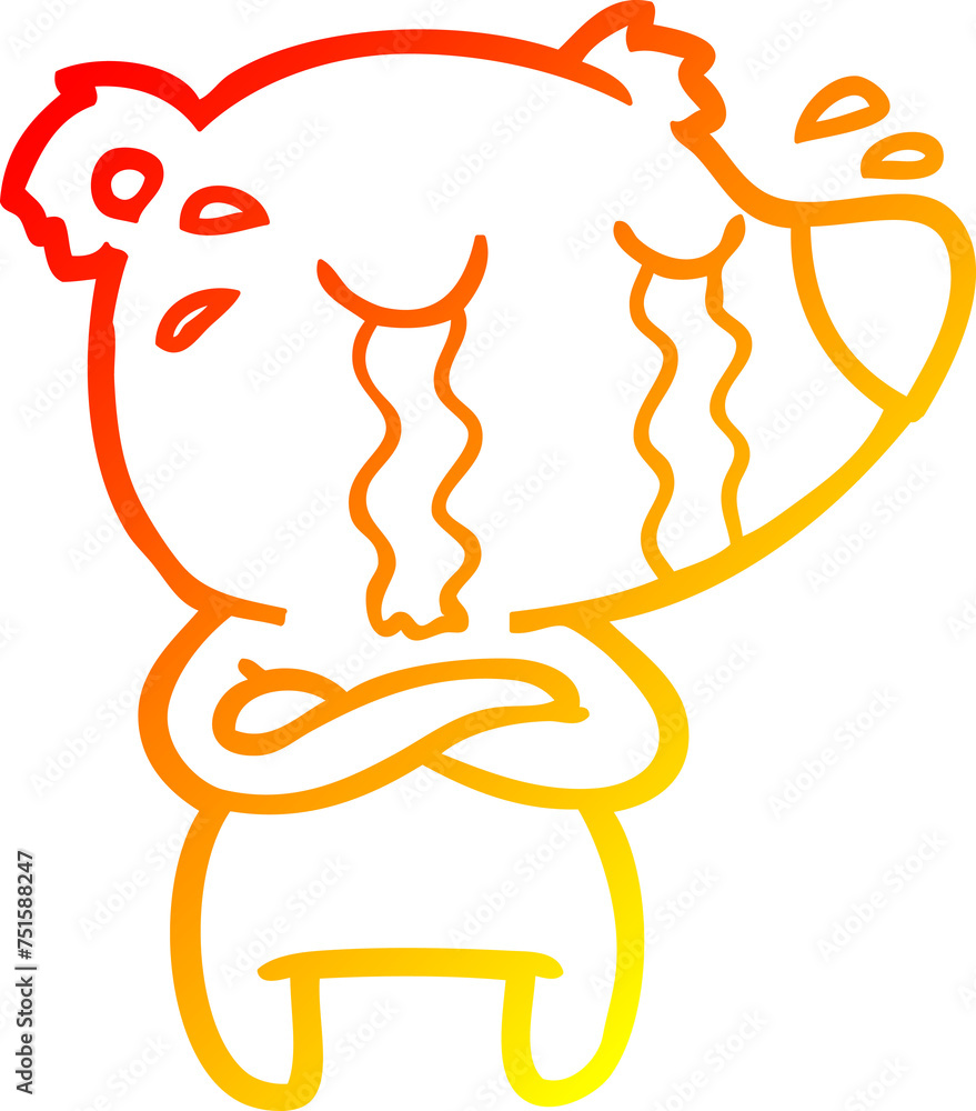 warm gradient line drawing cartoon crying bear warm gradient line drawing cartoon crying bear