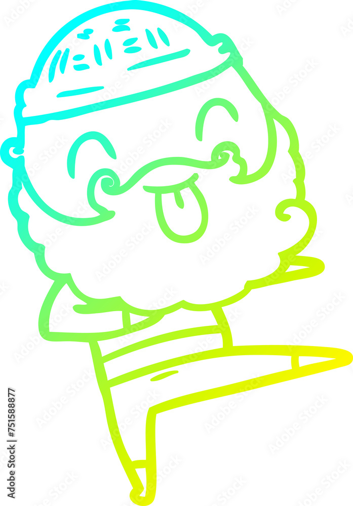 cold gradient line drawing man with beard sticking out tongue cold gradient line drawing man with beard sticking out tongue