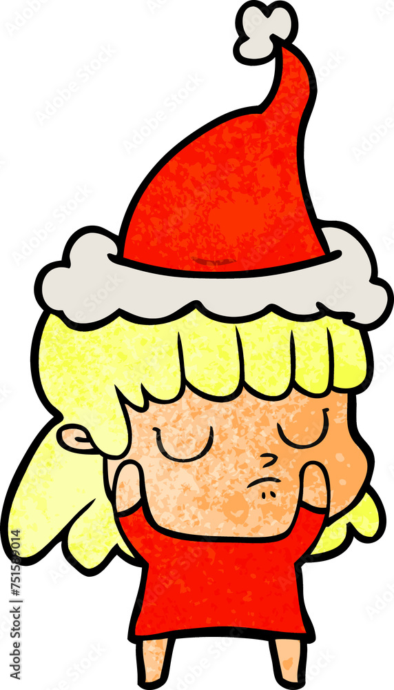 textured cartoon of a indifferent woman wearing santa hat textured cartoon of a indifferent woman wearing santa hat