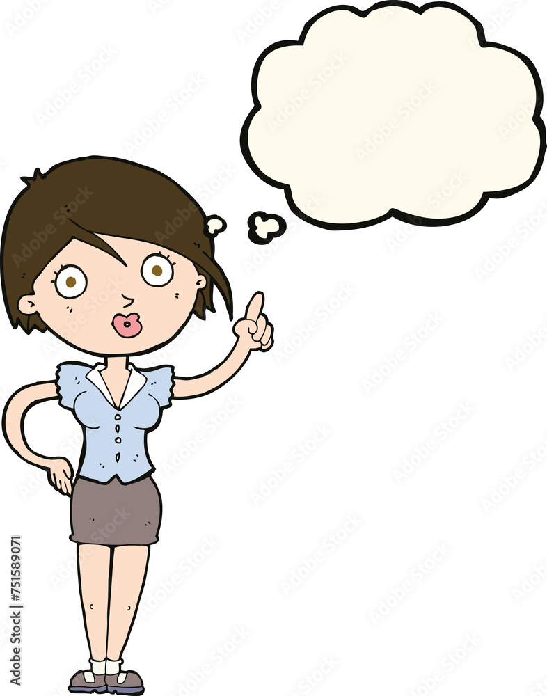 cartoon pretty woman with idea with thought bubble cartoon pretty woman with idea with thought bubble