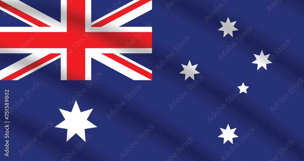 Fototapeta premium Flat Illustration of the Australia flag. Australia national flag design. Australia wave flag. 