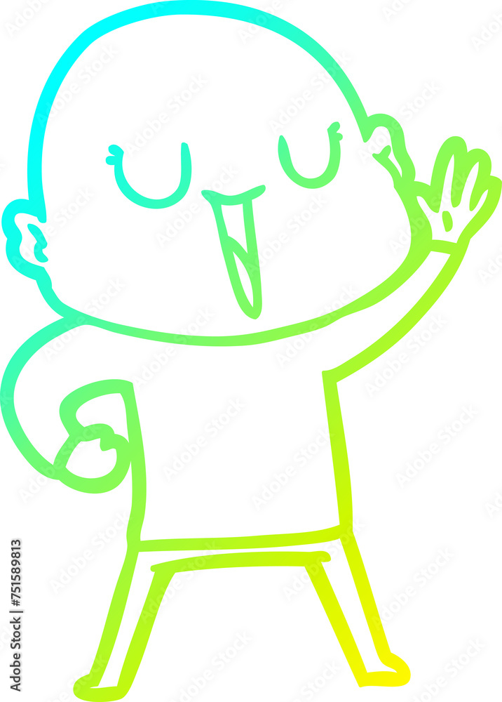 cold gradient line drawing happy cartoon bald man cold gradient line drawing happy cartoon bald man