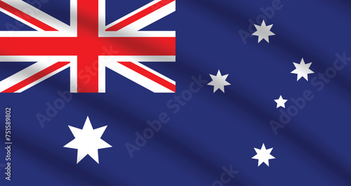 Flat Illustration of the Australia flag. Australia national flag design. Australia wave flag.  © Pixels Pioneer