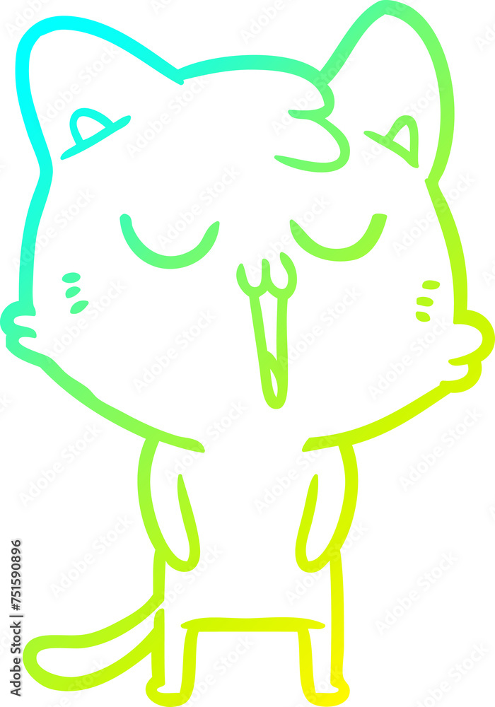 cold gradient line drawing cartoon cat singing cold gradient line drawing cartoon cat singing