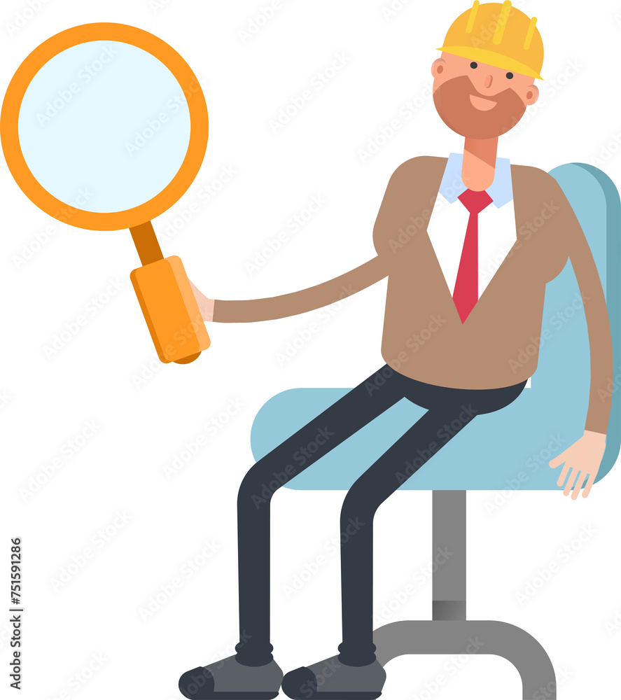 Engineer Character Sitting and Holding Magnifier
Engineer Character Sitting and Holding Magnifier