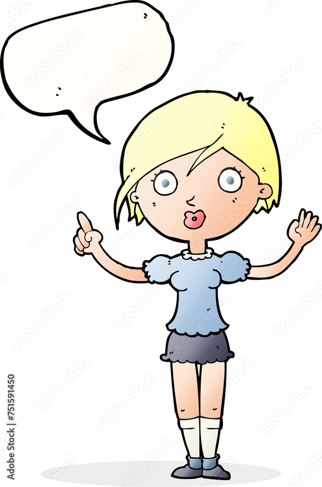 cartoon girl asking question with speech bubble cartoon girl asking question with speech bubble