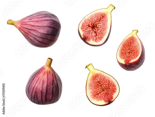 Set of fig isolated on transparent background, transparency image, removed background