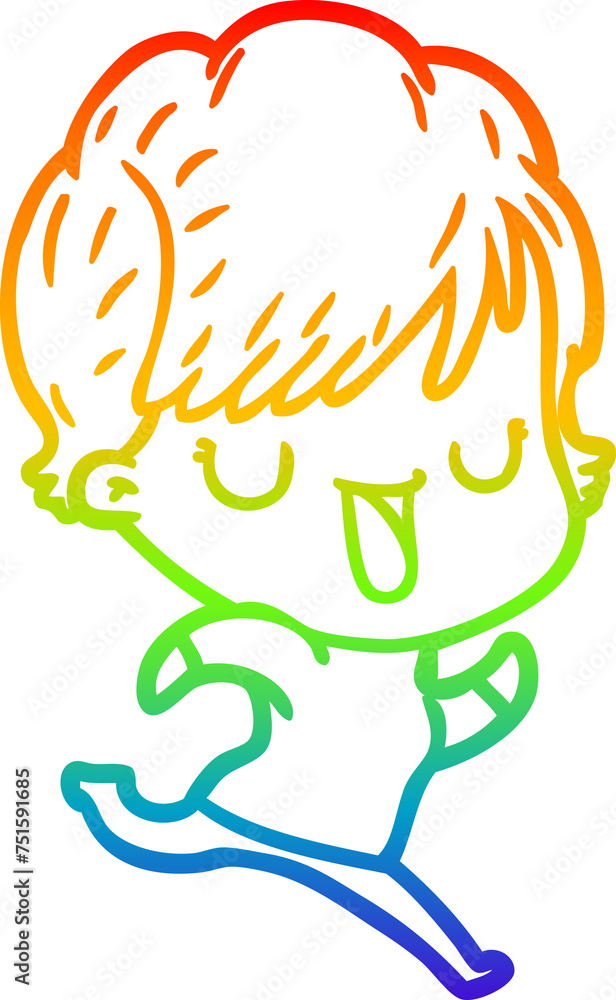 rainbow gradient line drawing cartoon woman talking rainbow gradient line drawing cartoon woman talking