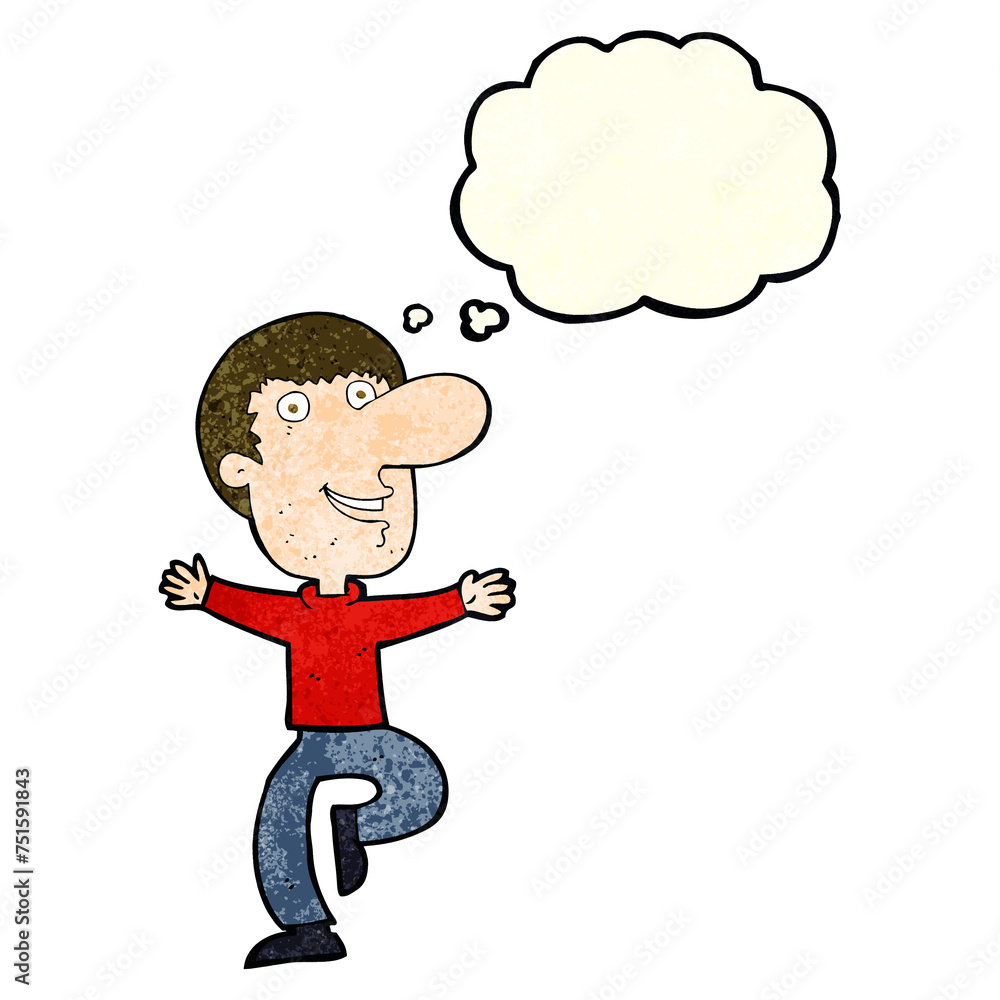 cartoon happy man with thought bubble cartoon happy man with thought bubble