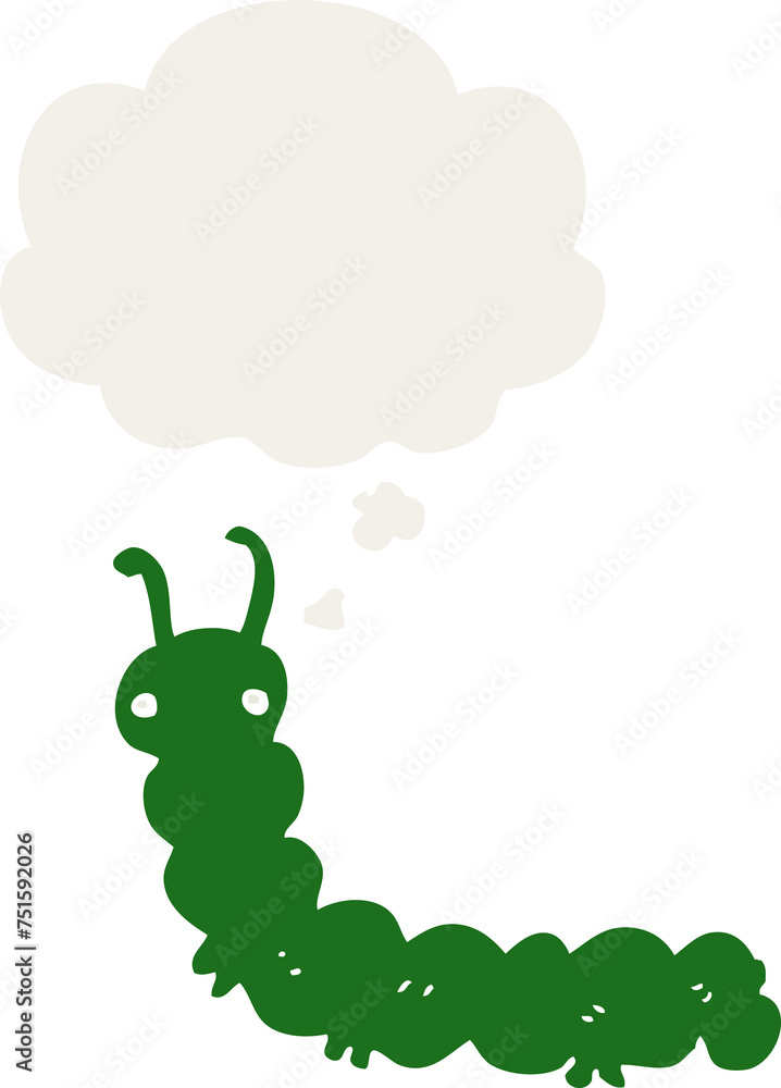 cartoon caterpillar and thought bubble in retro style cartoon caterpillar and thought bubble in retro style