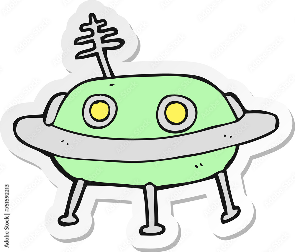 sticker of a cartoon alien spaceship sticker of a cartoon alien spaceship