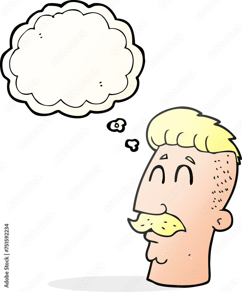 thought bubble cartoon man with hipster hair cut thought bubble cartoon man with hipster hair cut