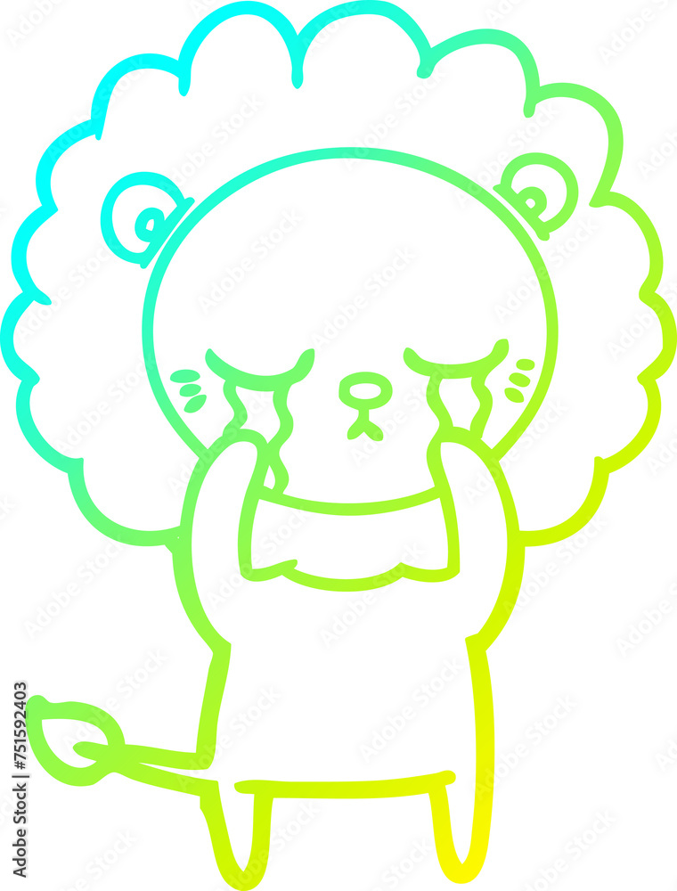 cold gradient line drawing crying cartoon lion cold gradient line drawing crying cartoon lion