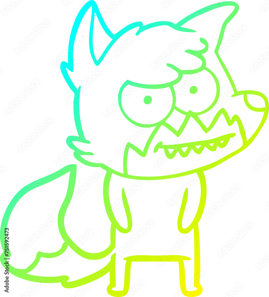 cold gradient line drawing cartoon grinning fox cold gradient line drawing cartoon grinning fox