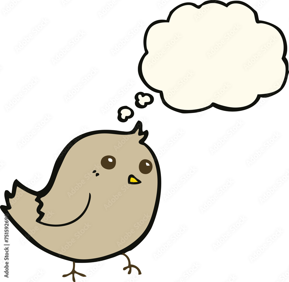 cartoon bird with thought bubble cartoon bird with thought bubble