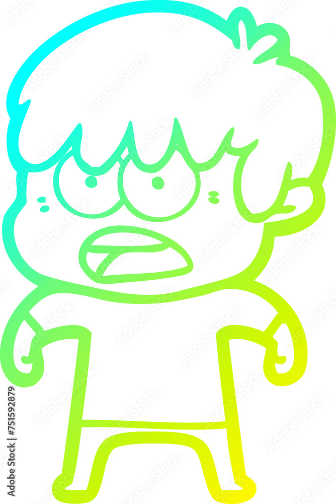 cold gradient line drawing worried cartoon boy cold gradient line drawing worried cartoon boy