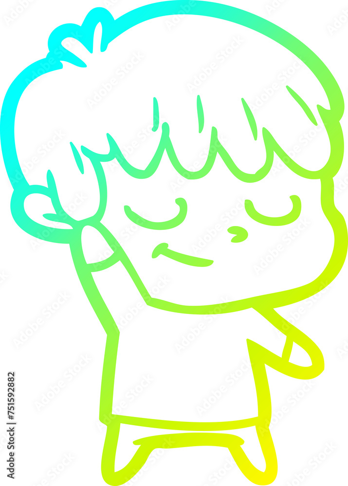 cold gradient line drawing happy cartoon boy cold gradient line drawing happy cartoon boy