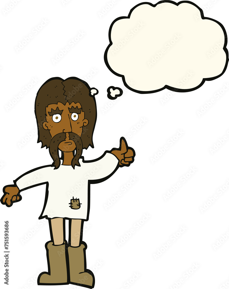 cartoon hippie man giving thumbs up symbol with thought bubble cartoon hippie man giving thumbs up symbol with thought bubble