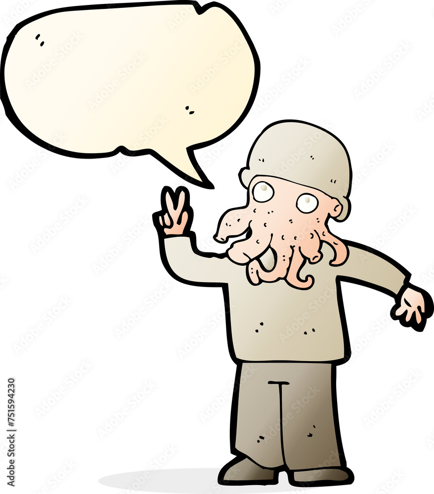 cartoon cool alien with speech bubble cartoon cool alien with speech bubble