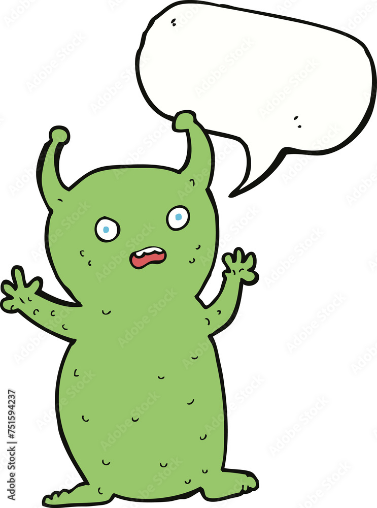 cartoon funny little alien with speech bubble cartoon funny little alien with speech bubble