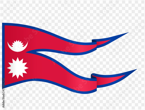 Nepal flag wave isolated on png or transparent background. vector illustration.