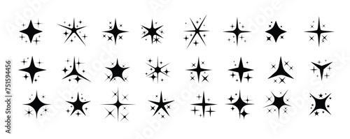 Sparkling stars. shiny sparks, glitter light star and sparkle elements. Vector illustration.