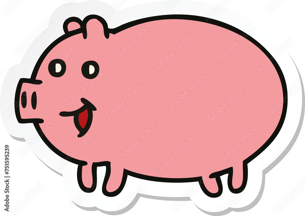 sticker of a cute cartoon pig sticker of a cute cartoon pig
