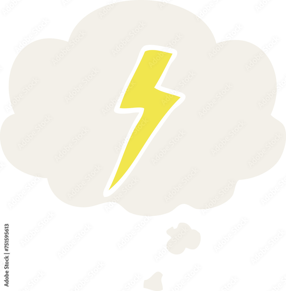 cartoon lightning bolt and thought bubble in retro style cartoon lightning bolt and thought bubble in retro style