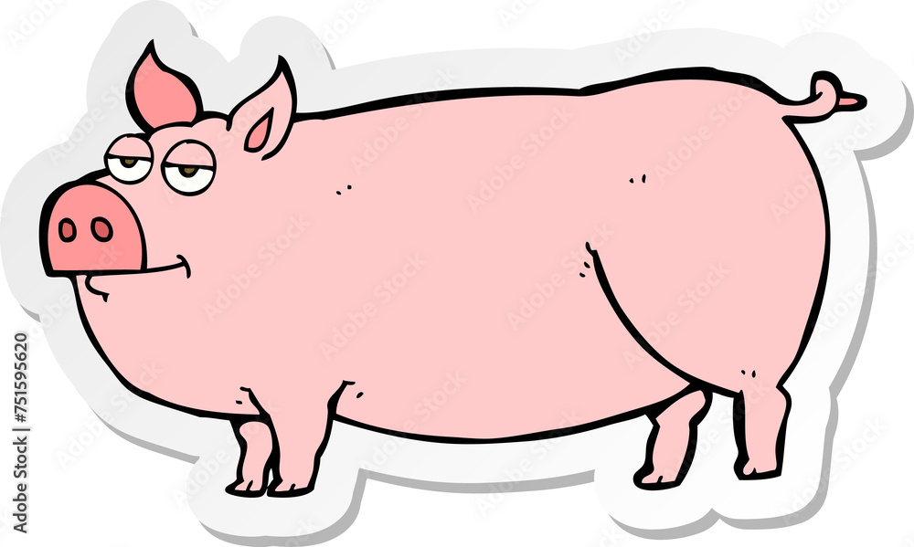sticker of a cartoon huge pig sticker of a cartoon huge pig