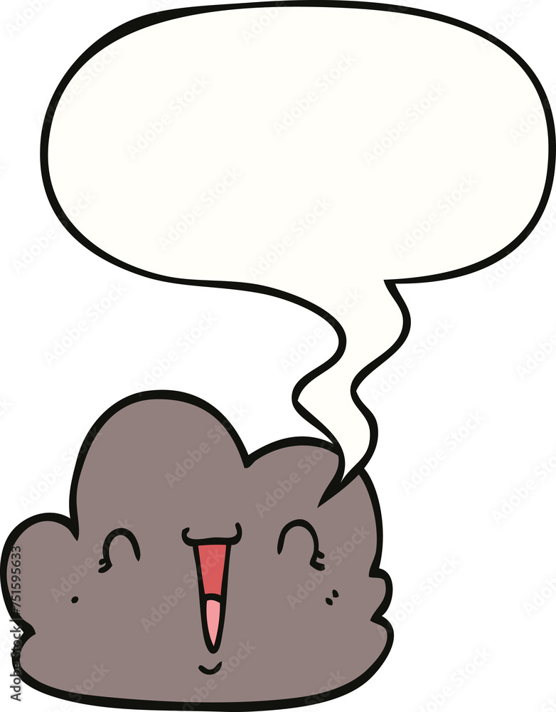 cartoon happy cloud and speech bubble cartoon happy cloud and speech bubble