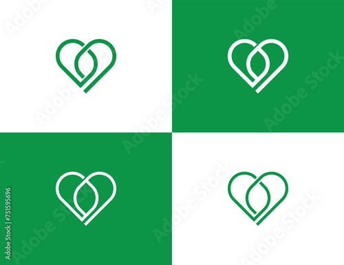 Nature Love or Green Heart Leaf Logo Concept icon sign symbol Element Design. Health Care, Beauty salon, Spa, Ecology, Herbal, Boutique, Organic Logotype. Vector illustration template