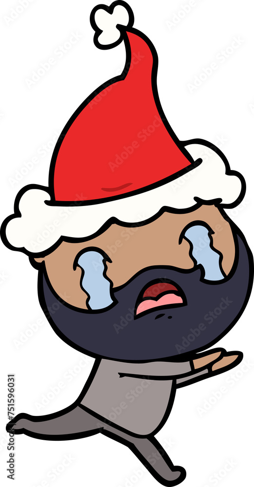 line drawing of a bearded man crying wearing santa hat line drawing of a bearded man crying wearing santa hat